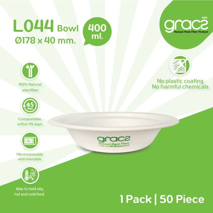 GRACZ ถ้วยใส่อาหาร 400 มล. รุ่น L044 (แพ็ค 50 ชิ้น) 