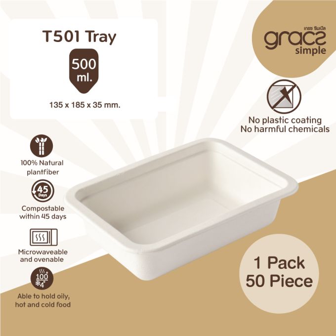 GRACZ ถาดใส่อาหาร 500 มล. รุ่น T501 (แพ็ค 50 ชิ้น) 