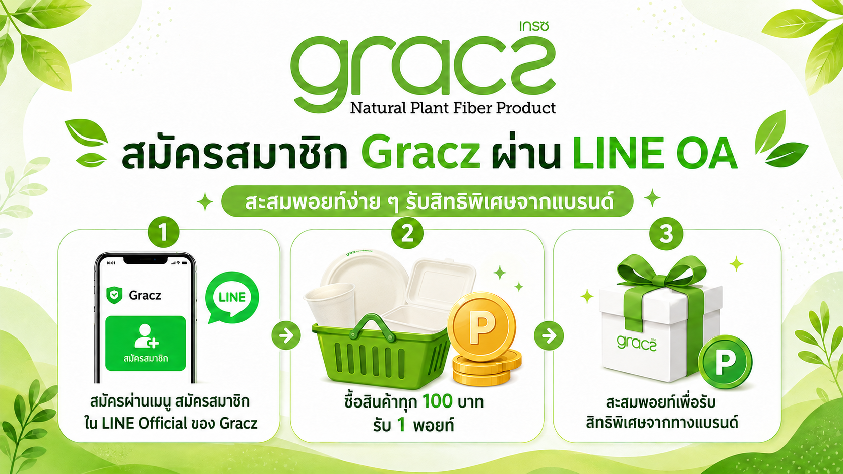 สมัครสมาชิก Gracz ผ่าน LINE Official สะสมพอยท์ทุกการซื้อ รับสิทธิพิเศษจากแบรนด์
