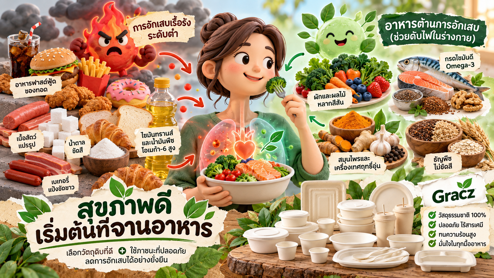 โภชนาการต้านอักเสบ (Anti-inflammatory Diet): กุญแจสำคัญสู่การชะลอวัยและห่างไกลโรคเรื้อรัง