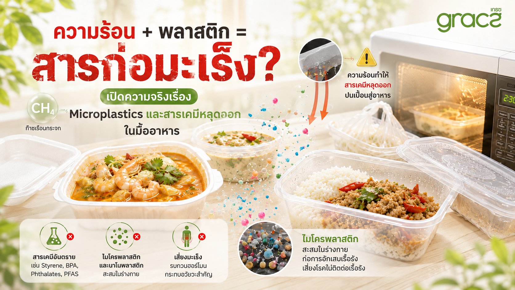 ความร้อน + พลาสติก = สารก่อมะเร็ง? เปิดความจริงเรื่อง Microplastics และสารเคมีหลุดลอกในมื้ออาหาร